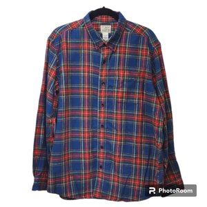 L L Bean Men's Traditional Fit LS BU Heavyweight All Cotton Plaid Flannel Shirt